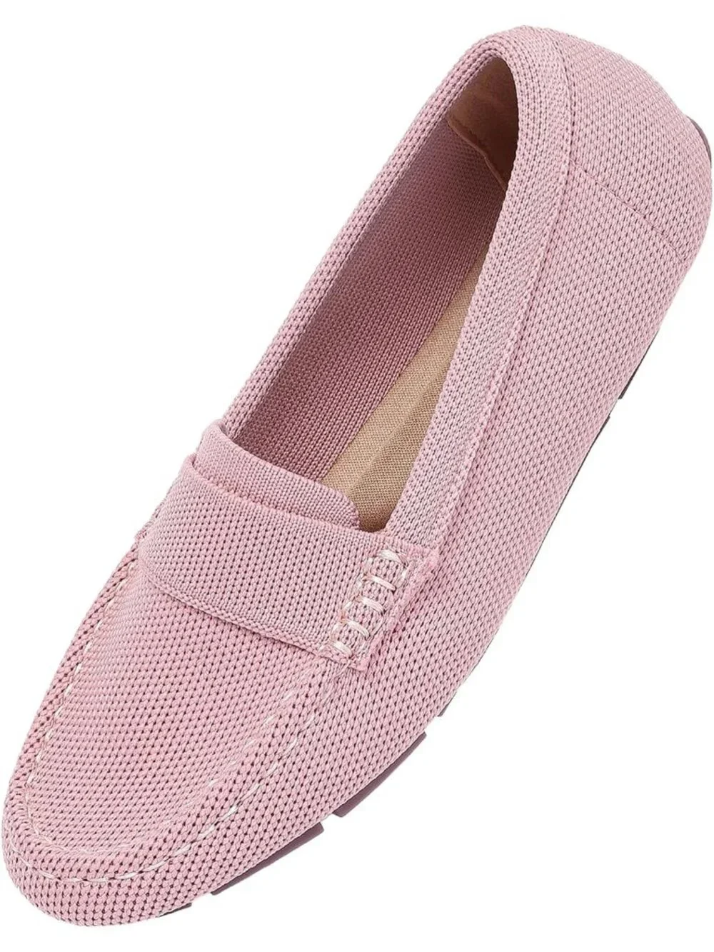 🆕Women's Light Pink Mesh fabric Loafer Shoes Comfortable Casual Flat Shoes